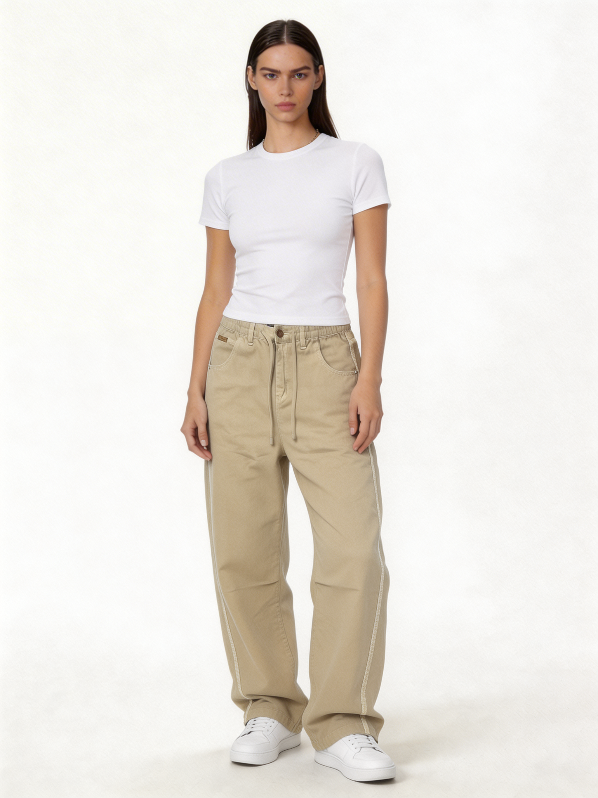 Relaxed Wide-Leg Cotton Twill Drawstring Trousers - jex
