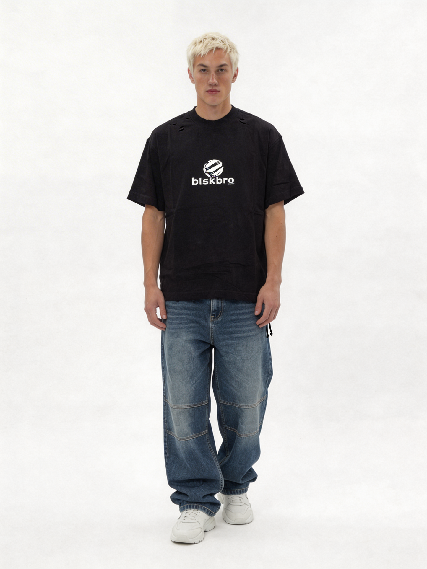 Boxy Distressed Heavyweight Cotton T-Shirt - jex