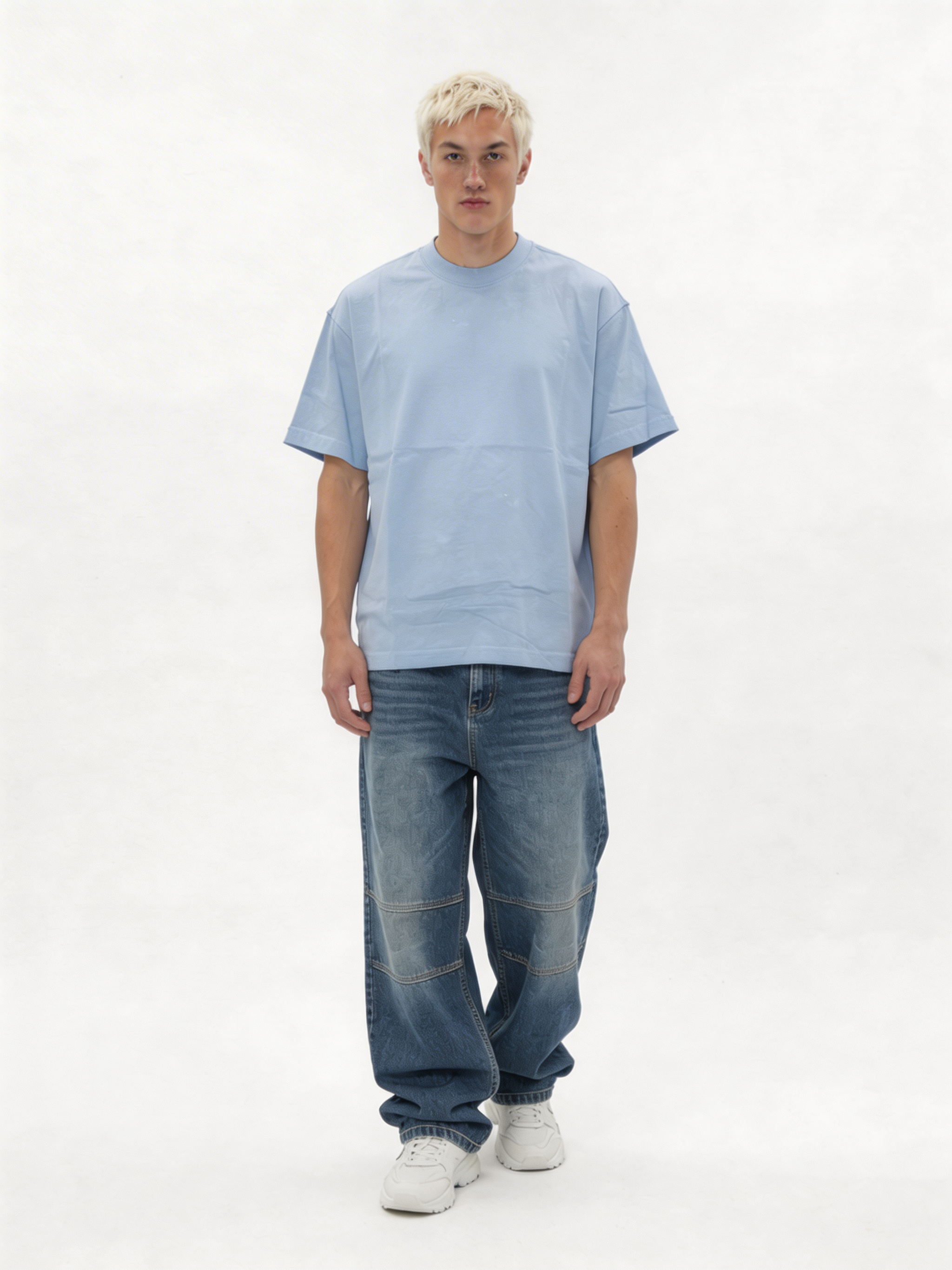 Relaxed Wide-Leg Panelled Denim Jeans - jex