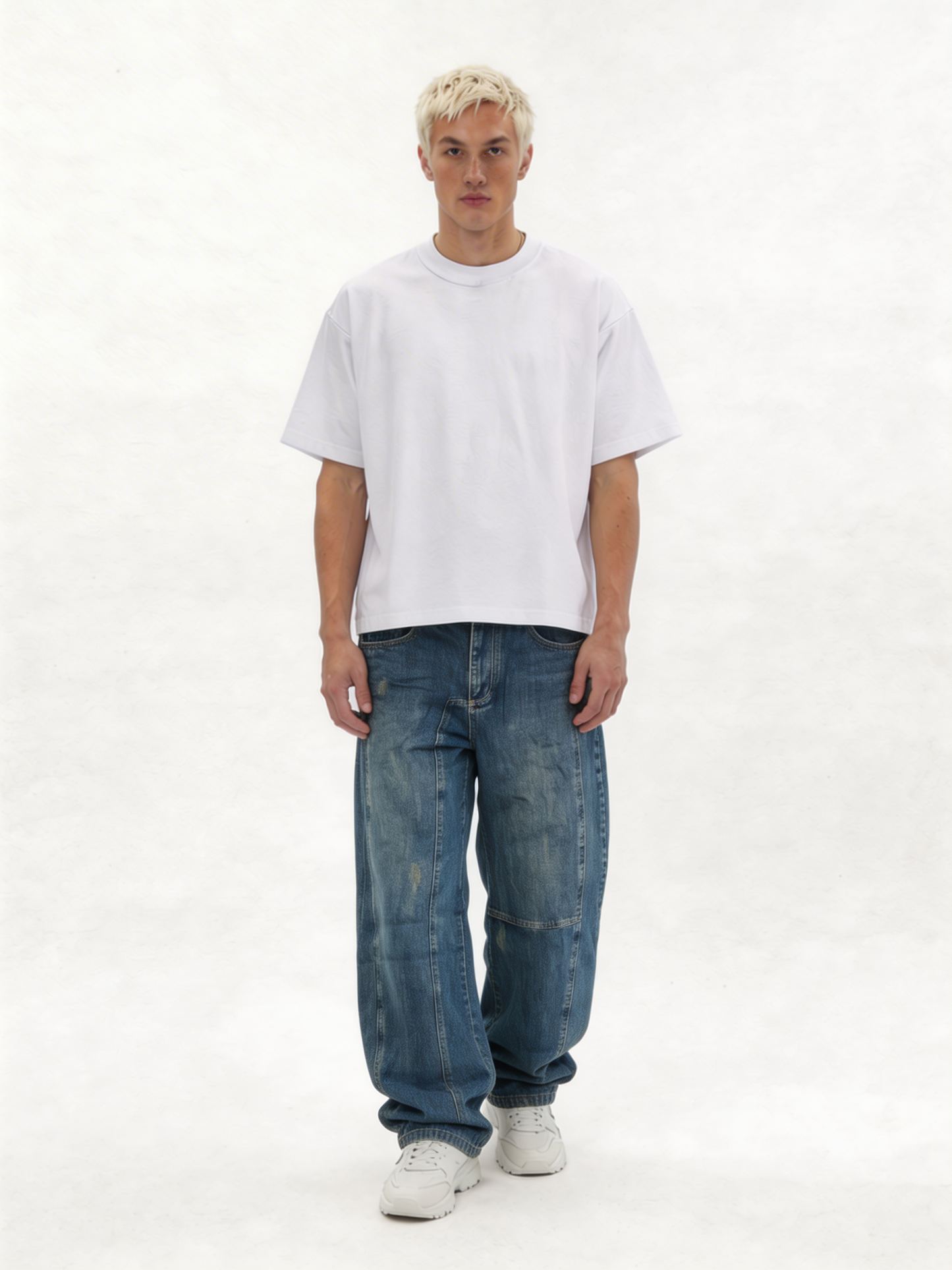 Relaxed Wide-Leg Panelled Cotton Denim - jex