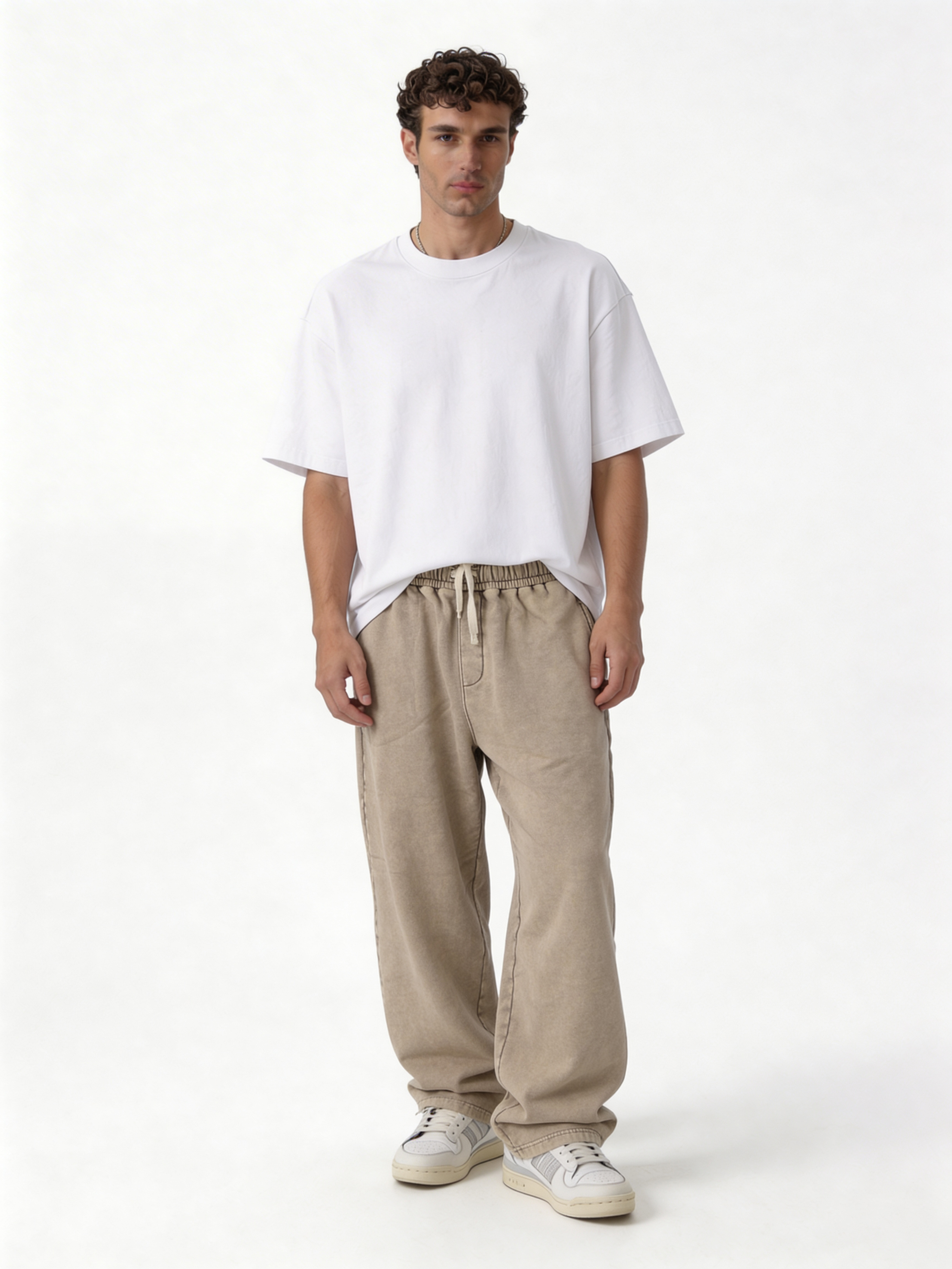 Relaxed Wide-Leg Cotton Blend Sweatpants - unbranded
