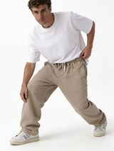 Relaxed Wide-Leg Cotton Blend Sweatpants - unbranded