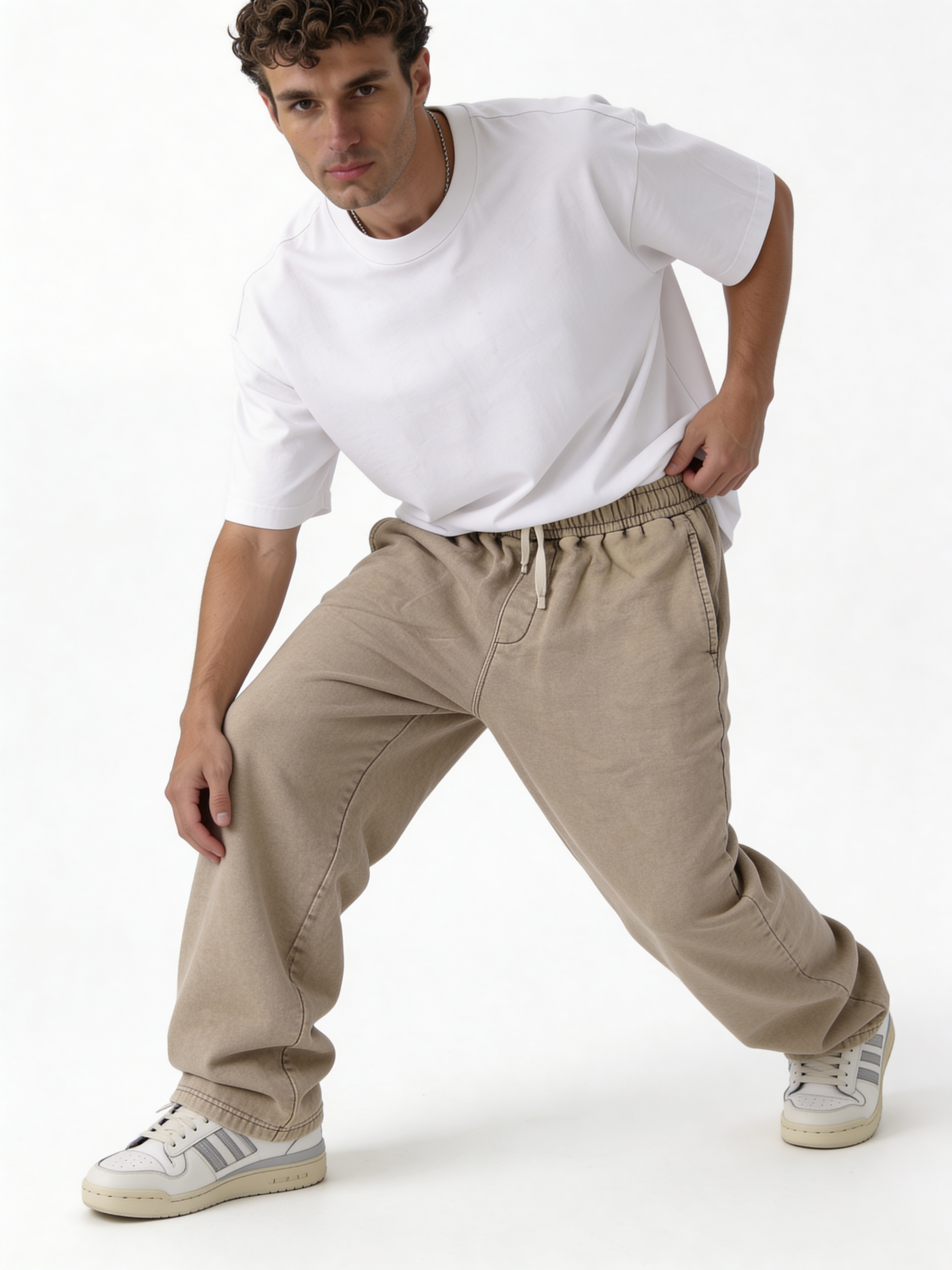 Relaxed Wide-Leg Cotton Blend Sweatpants - unbranded