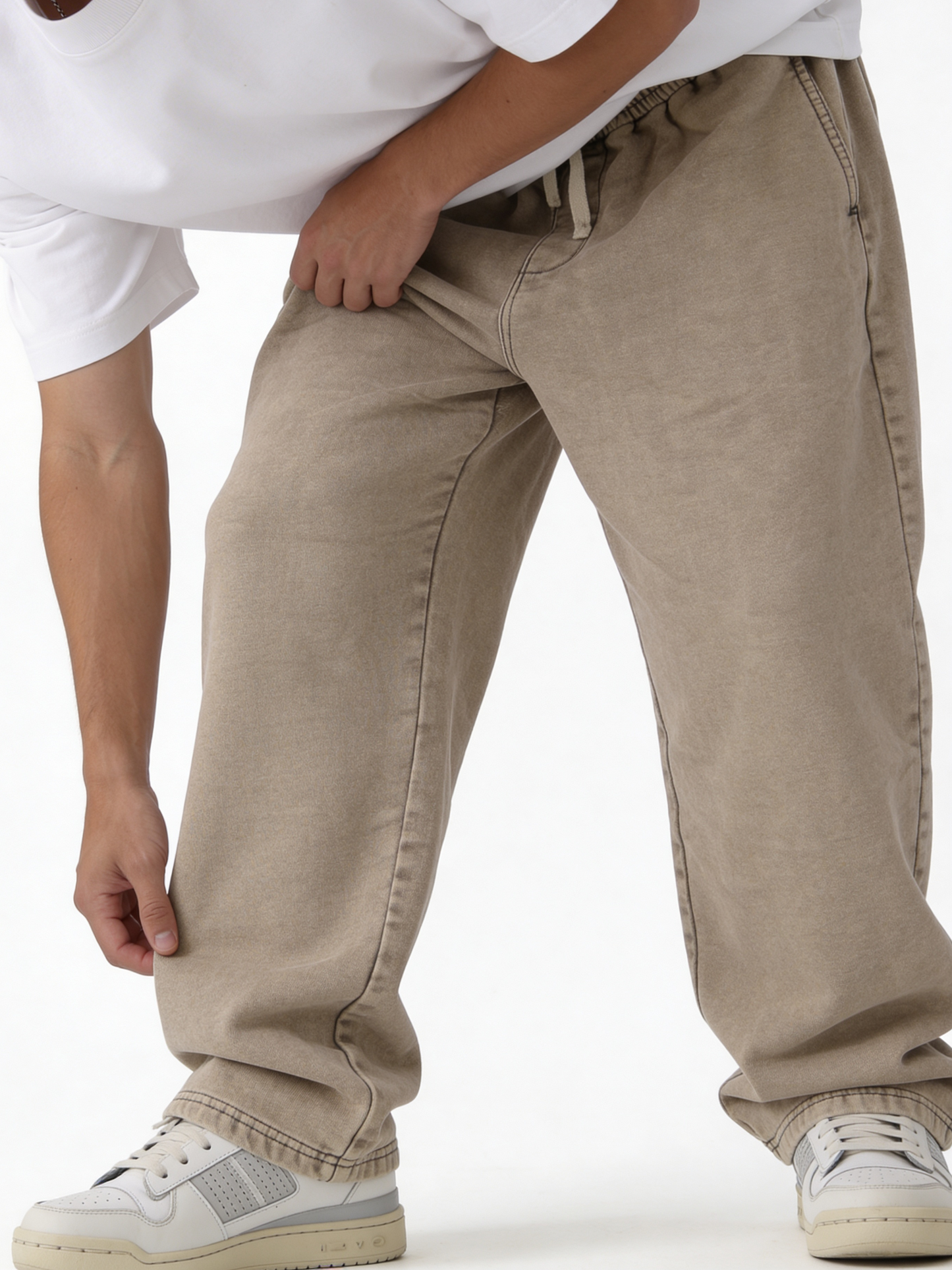 Relaxed Wide-Leg Cotton Blend Sweatpants - unbranded