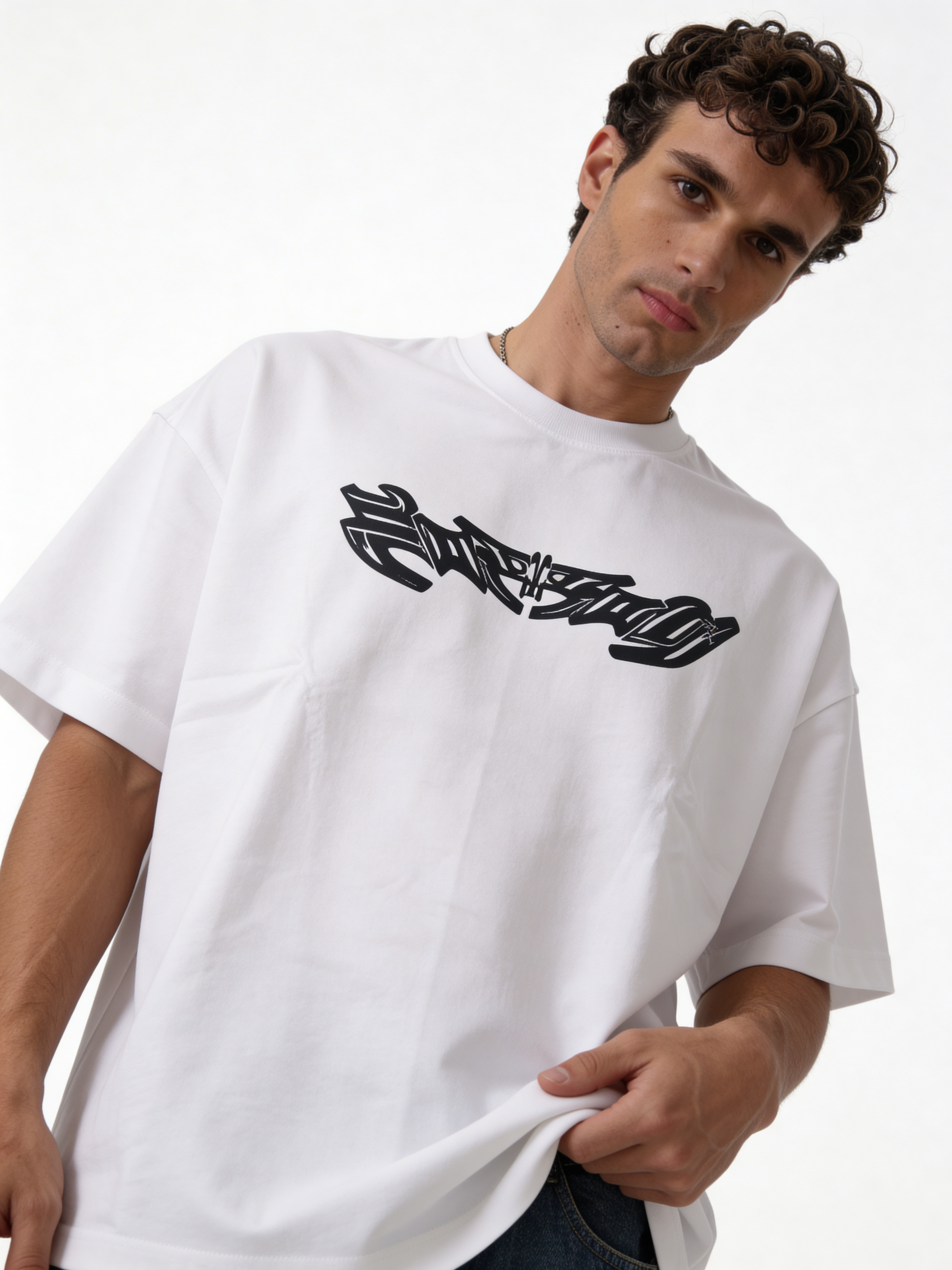 Boxy Heavyweight Cotton Cyber Graphic Tee - ink