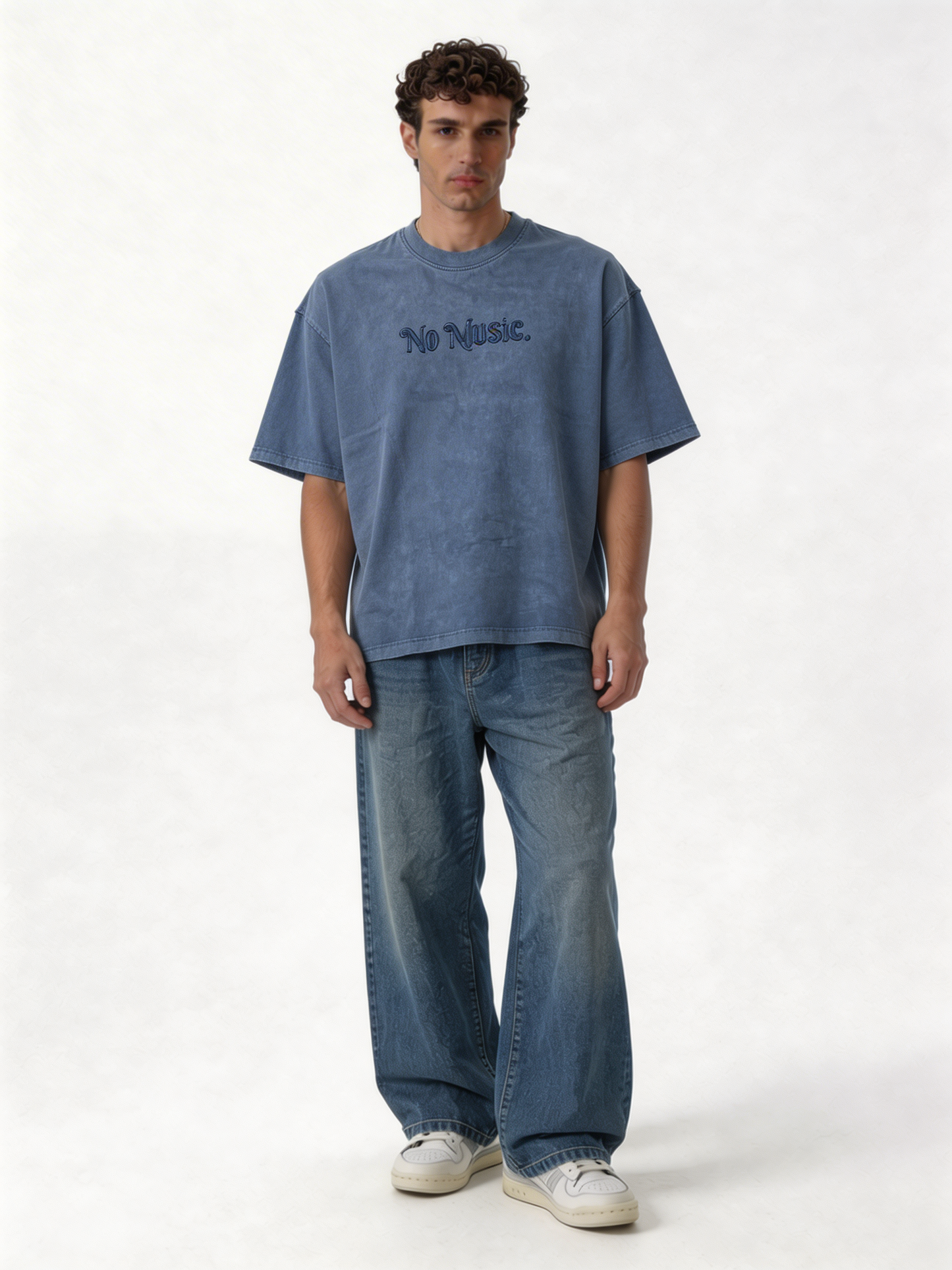 Boxy Acid Wash Cotton Graphic Tee - ink