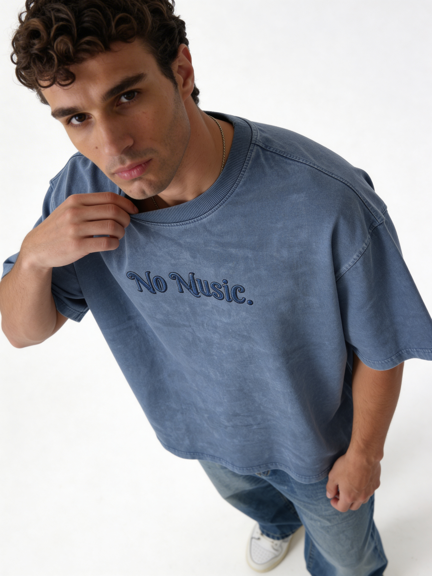 Boxy Acid Wash Cotton Graphic Tee - ink