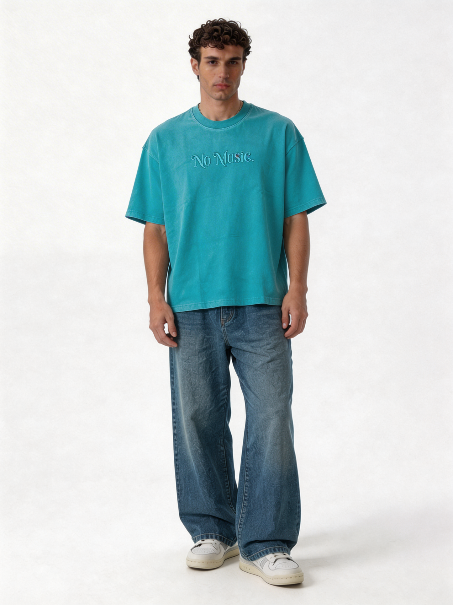 Boxy Acid Wash Cotton Graphic Tee - ink