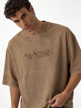 Boxy Acid Wash Cotton Graphic Tee - ink