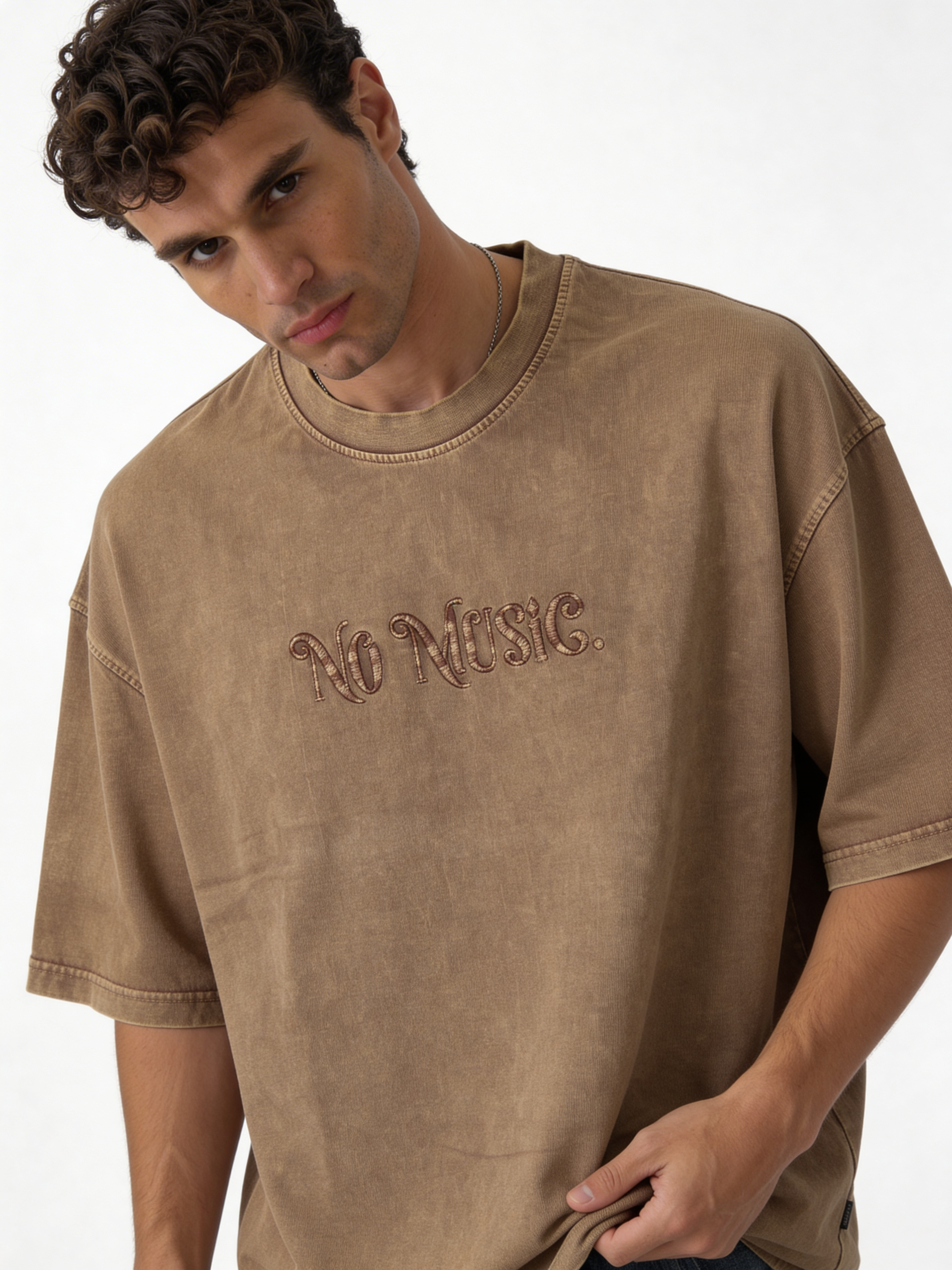 Boxy Acid Wash Cotton Graphic Tee - ink