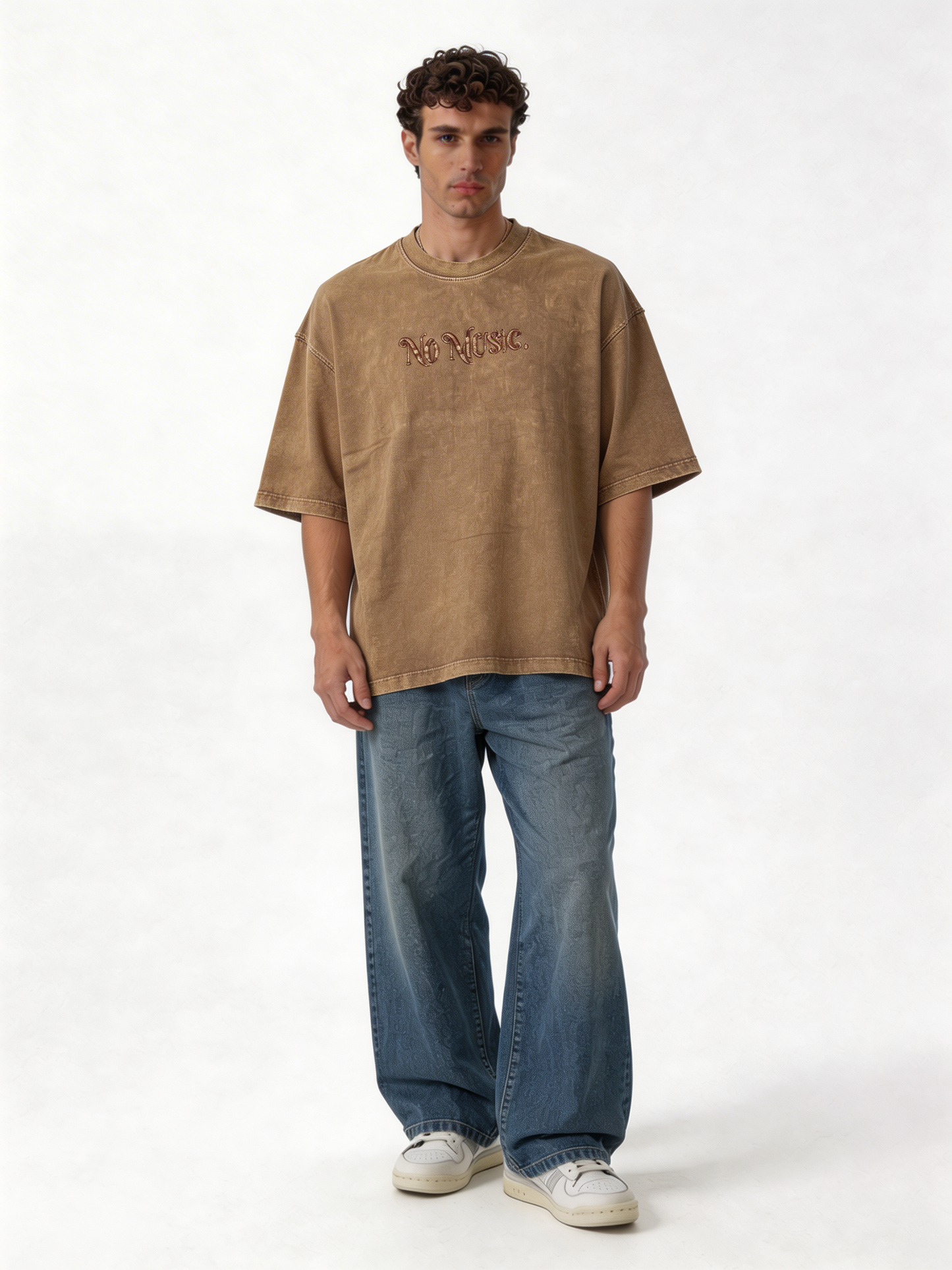Boxy Acid Wash Cotton Graphic Tee - ink