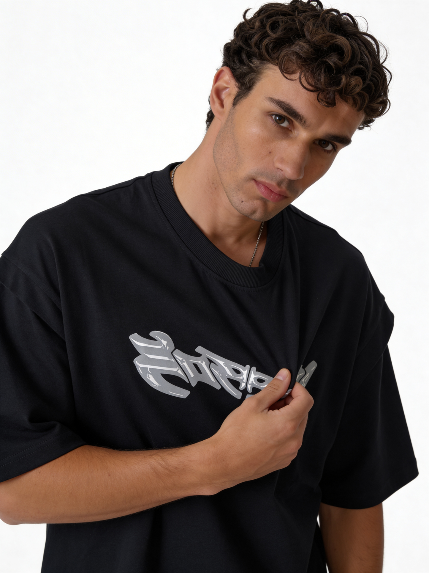 Boxy Heavyweight Cotton Cyber Graphic Tee - ink