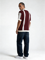 Boxy Knit Cotton Graphic Polo Shirt - void