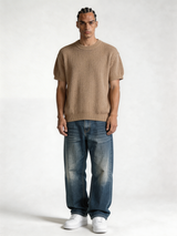 Boxy Heavyweight Textured Knit Crewneck - void