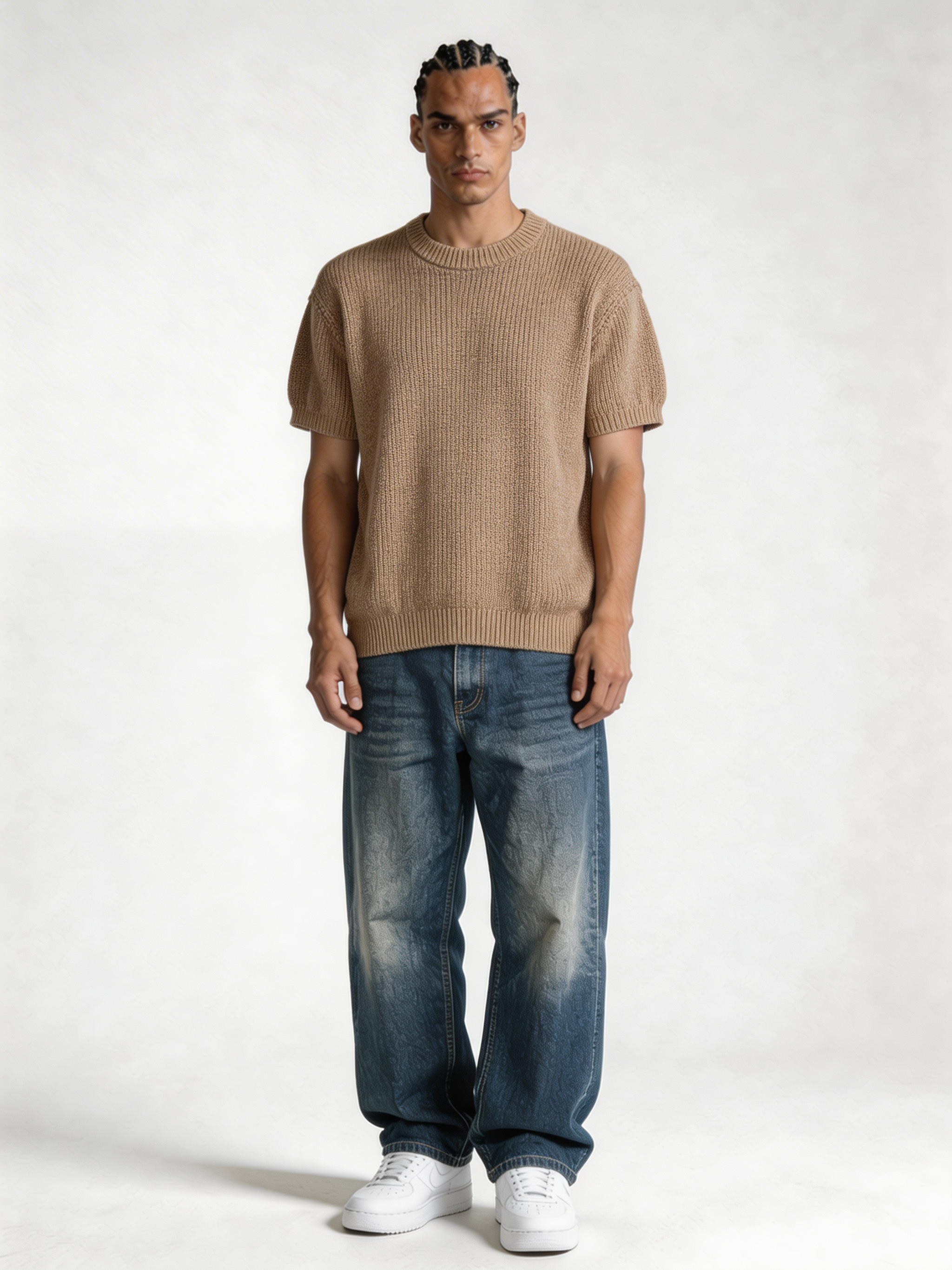 Boxy Heavyweight Textured Knit Crewneck - void