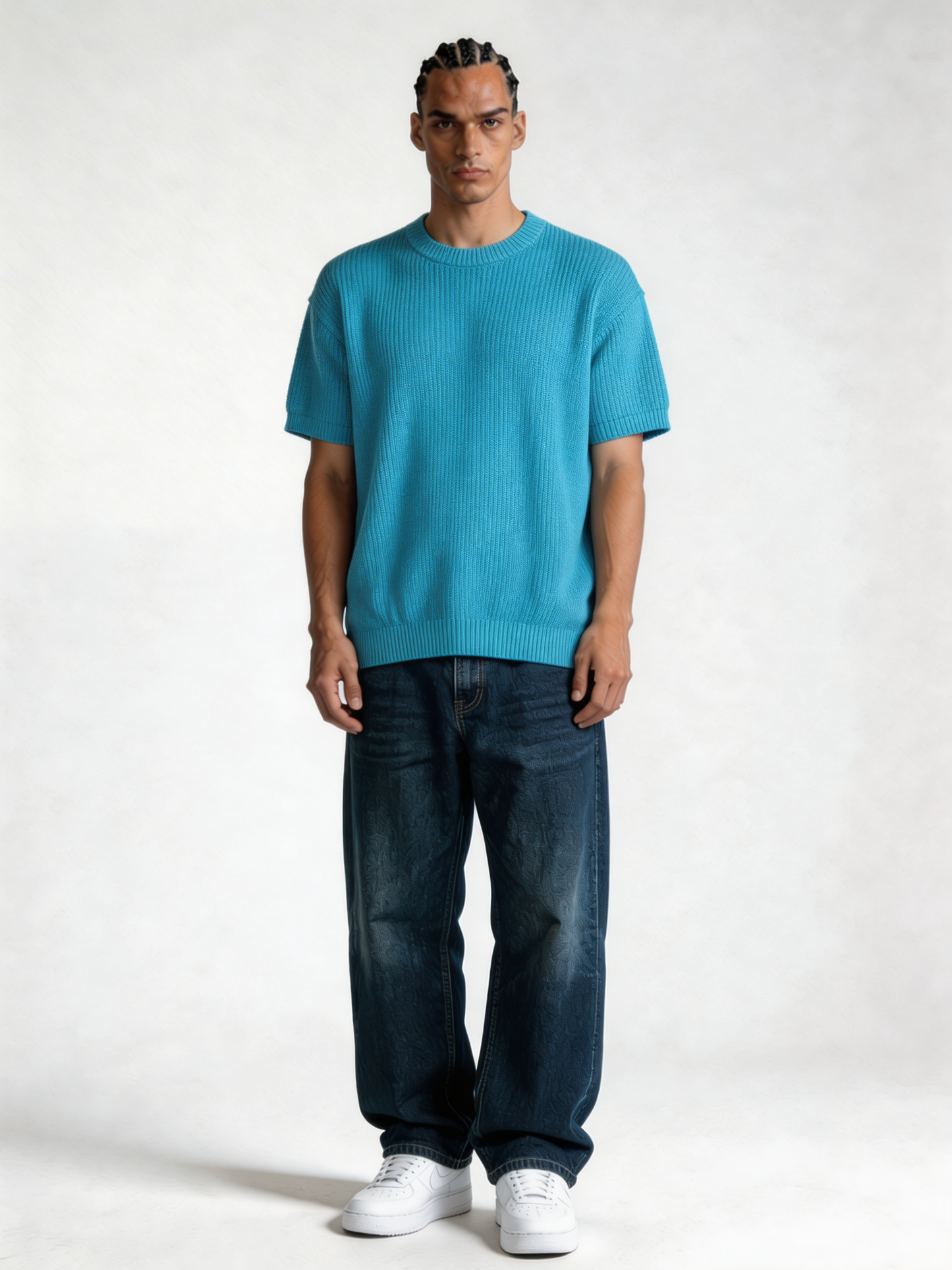 Boxy Heavyweight Textured Knit Crewneck - void