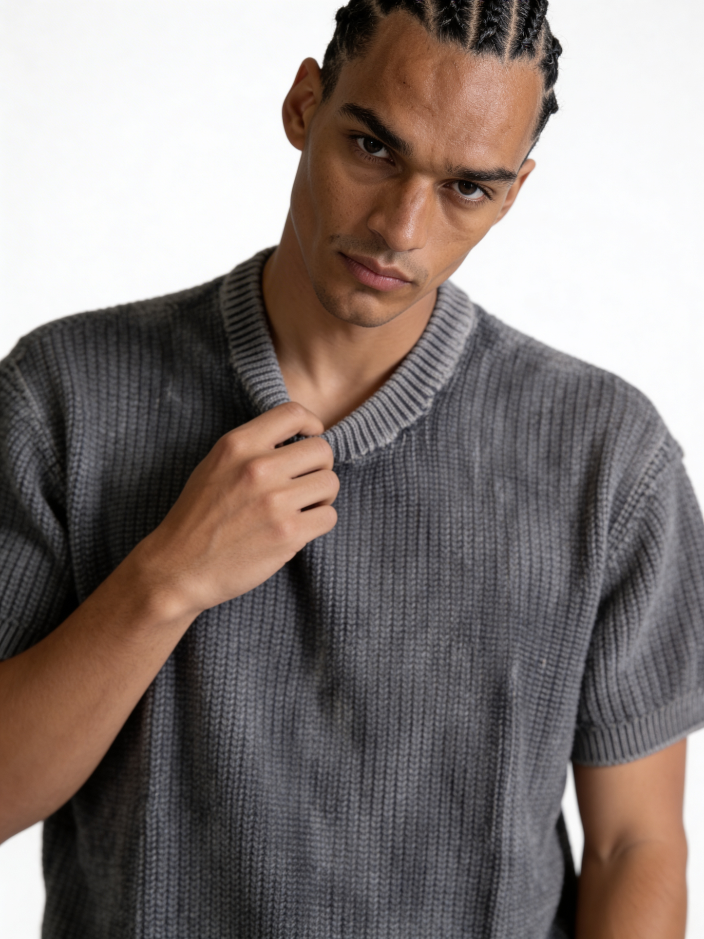 Boxy Heavyweight Textured Knit Crewneck - void