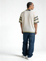 Boxy Crochet Knit V-Neck Jersey - void