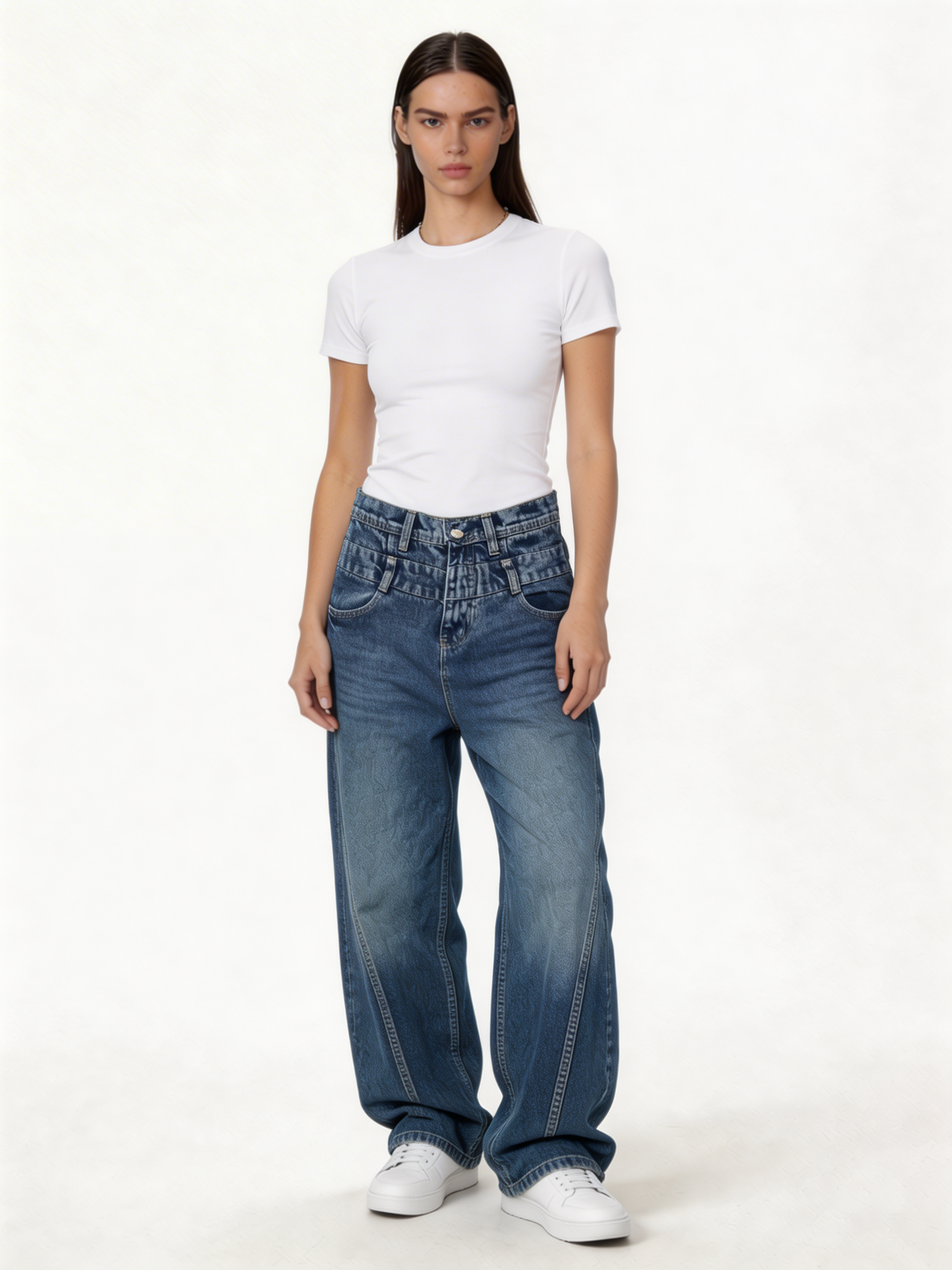 Baggy Deconstructed Indigo Denim Jeans - Authentic