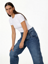 Baggy Deconstructed Indigo Denim Jeans - Authentic