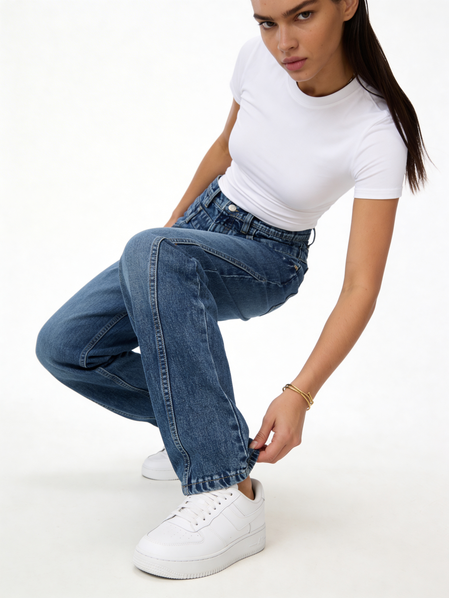 Baggy Deconstructed Indigo Denim Jeans - Authentic