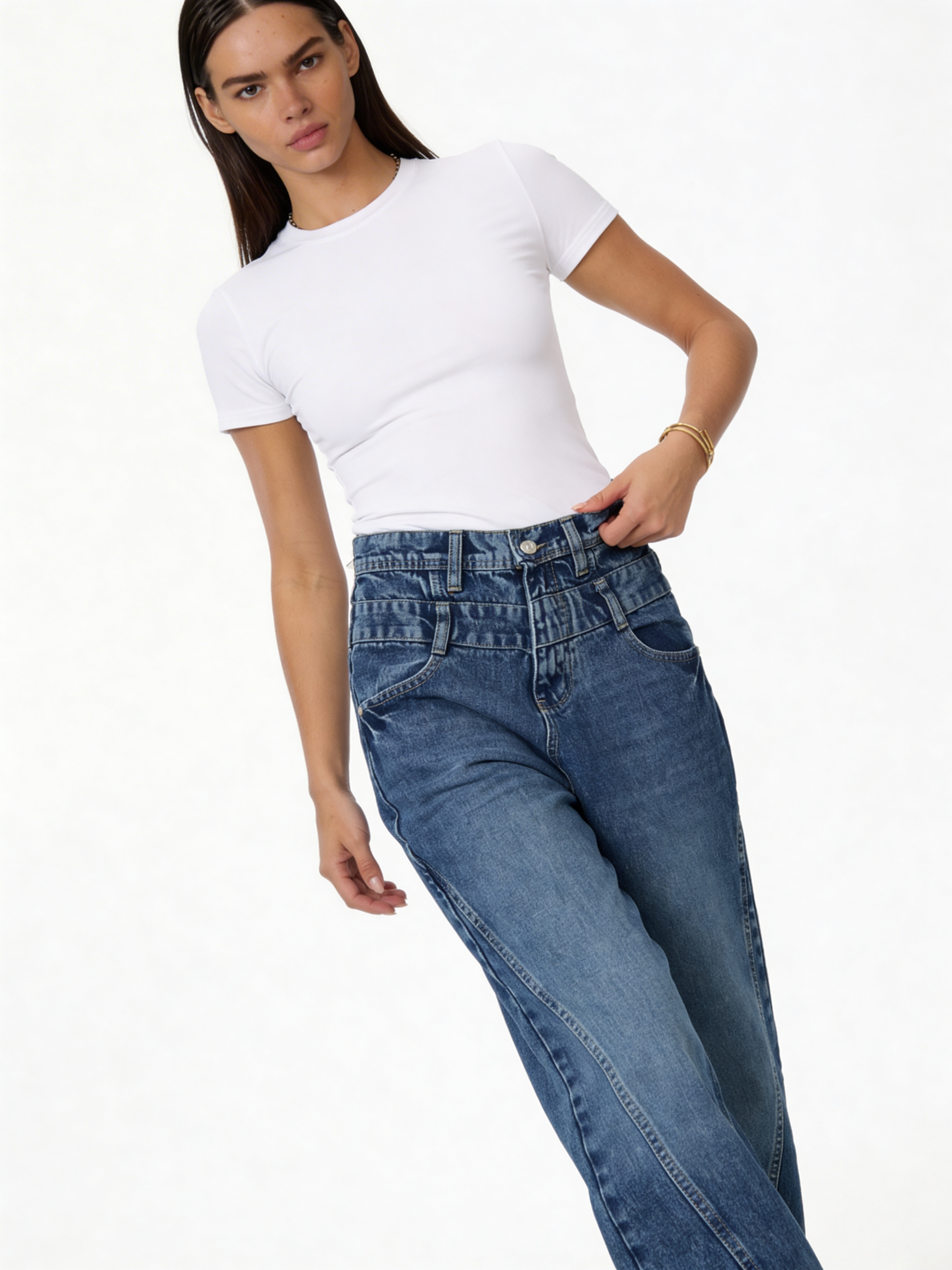 Baggy Deconstructed Indigo Denim Jeans - Authentic