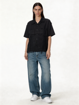 Boxy Raw-Hem Linen-Blend Short Sleeve Shirt - jeddah