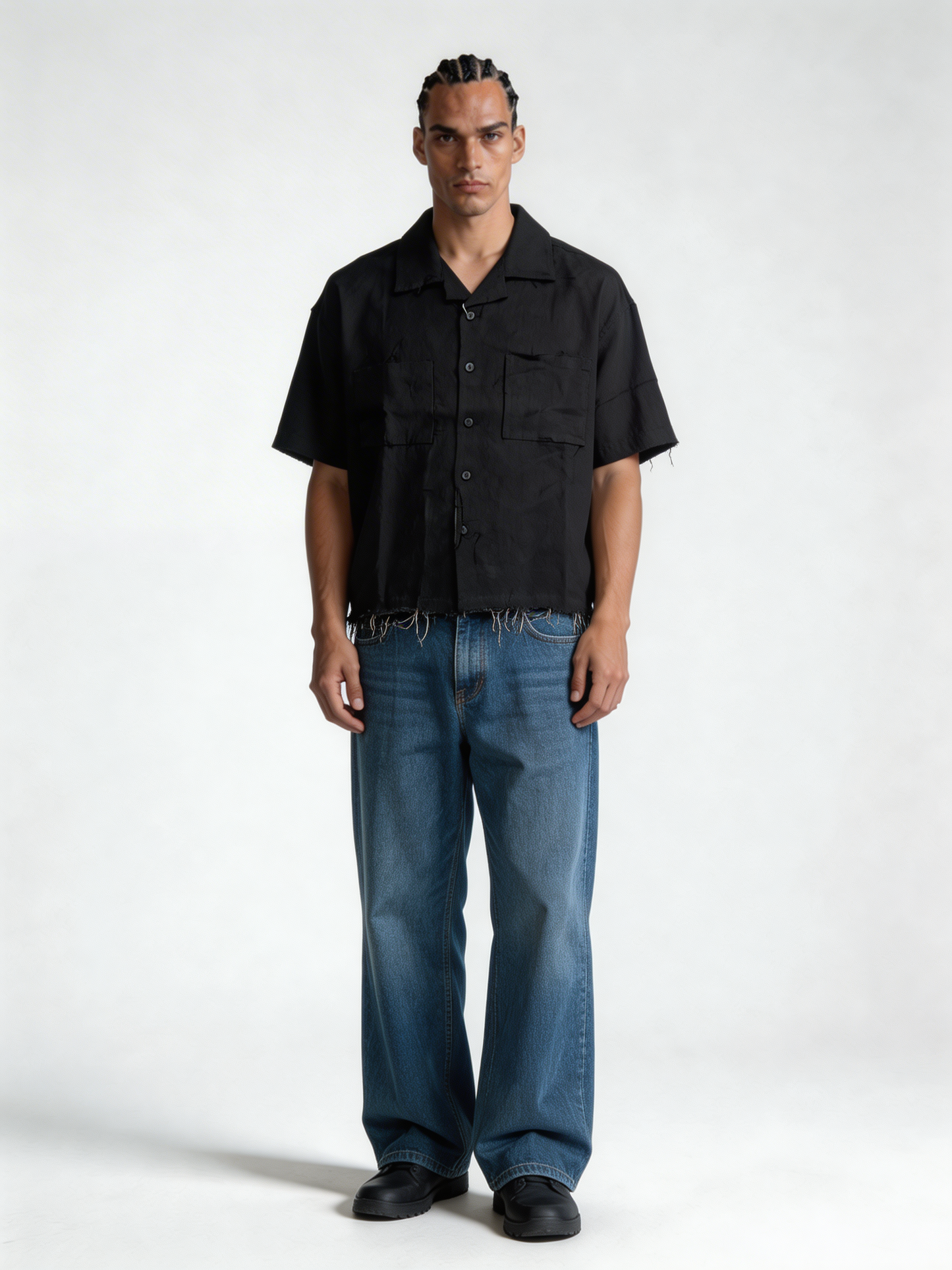 Boxy Raw-Hem Linen-Blend Short Sleeve Shirt - jeddah