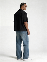 Boxy Raw-Hem Linen-Blend Short Sleeve Shirt - jeddah