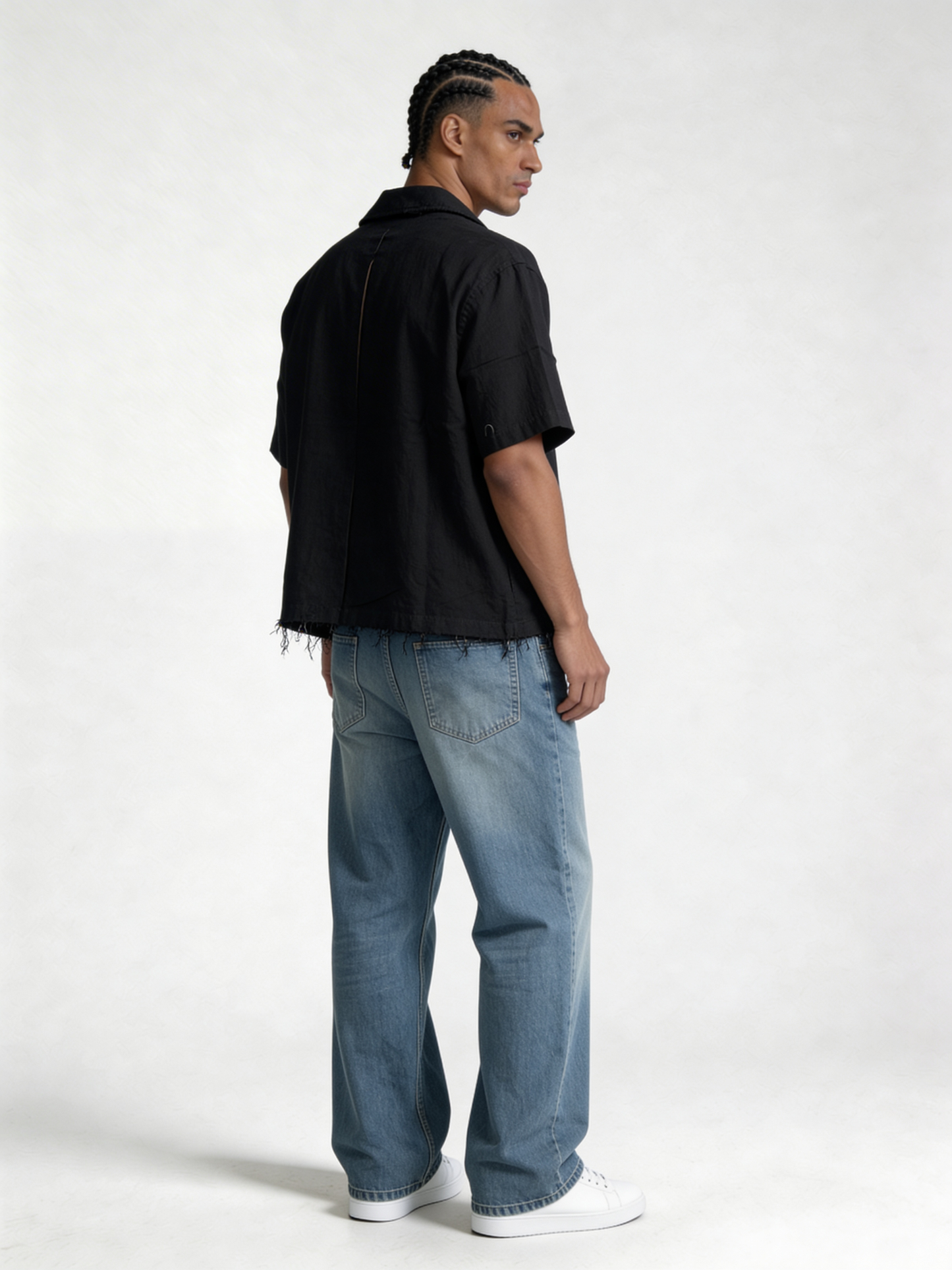 Boxy Raw-Hem Linen-Blend Short Sleeve Shirt - jeddah