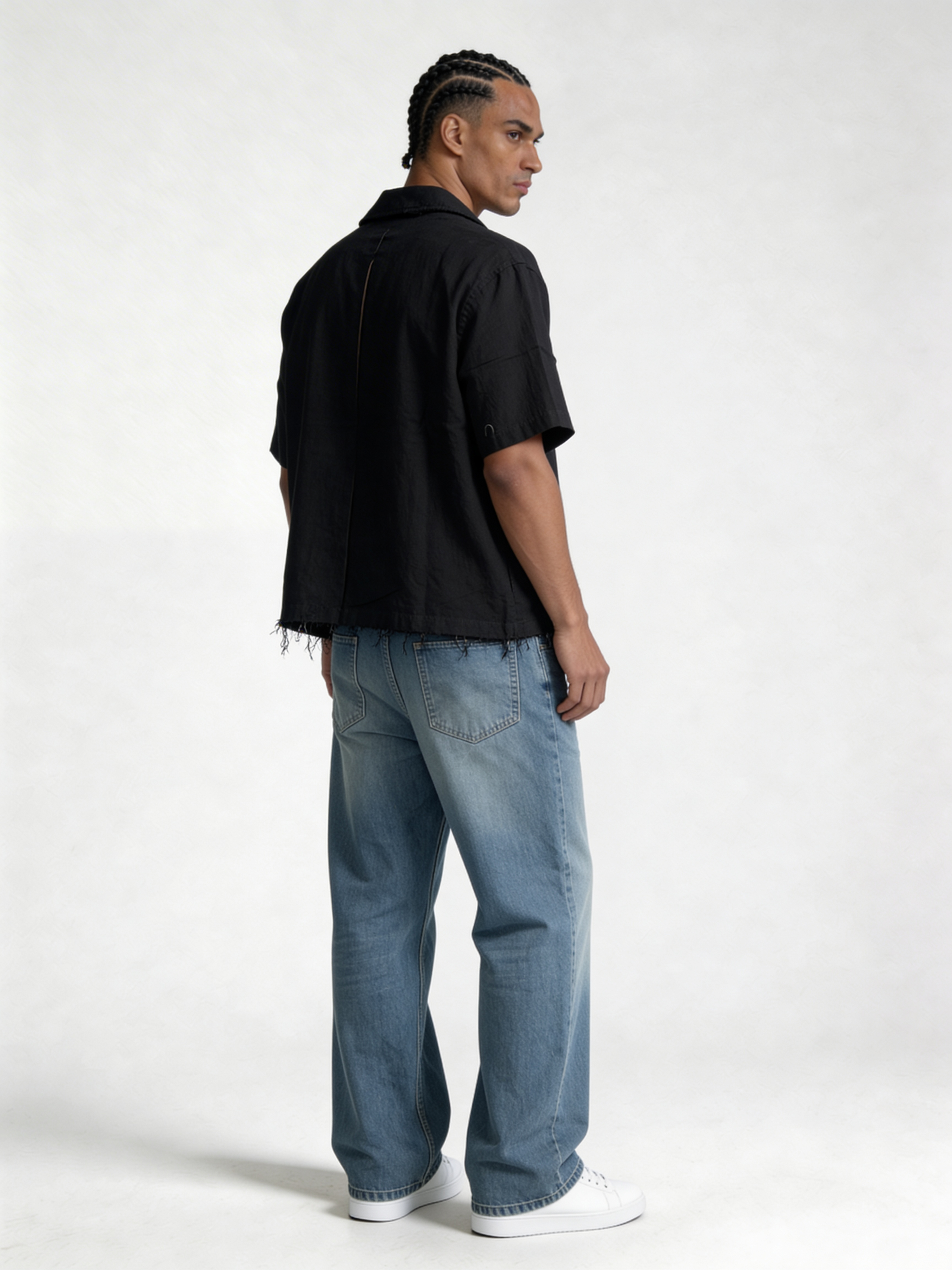 Boxy Raw-Hem Linen-Blend Short Sleeve Shirt - jeddah