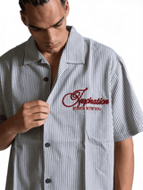 Boxy Striped Cotton Graphic Short Sleeve Shirt - jeddah