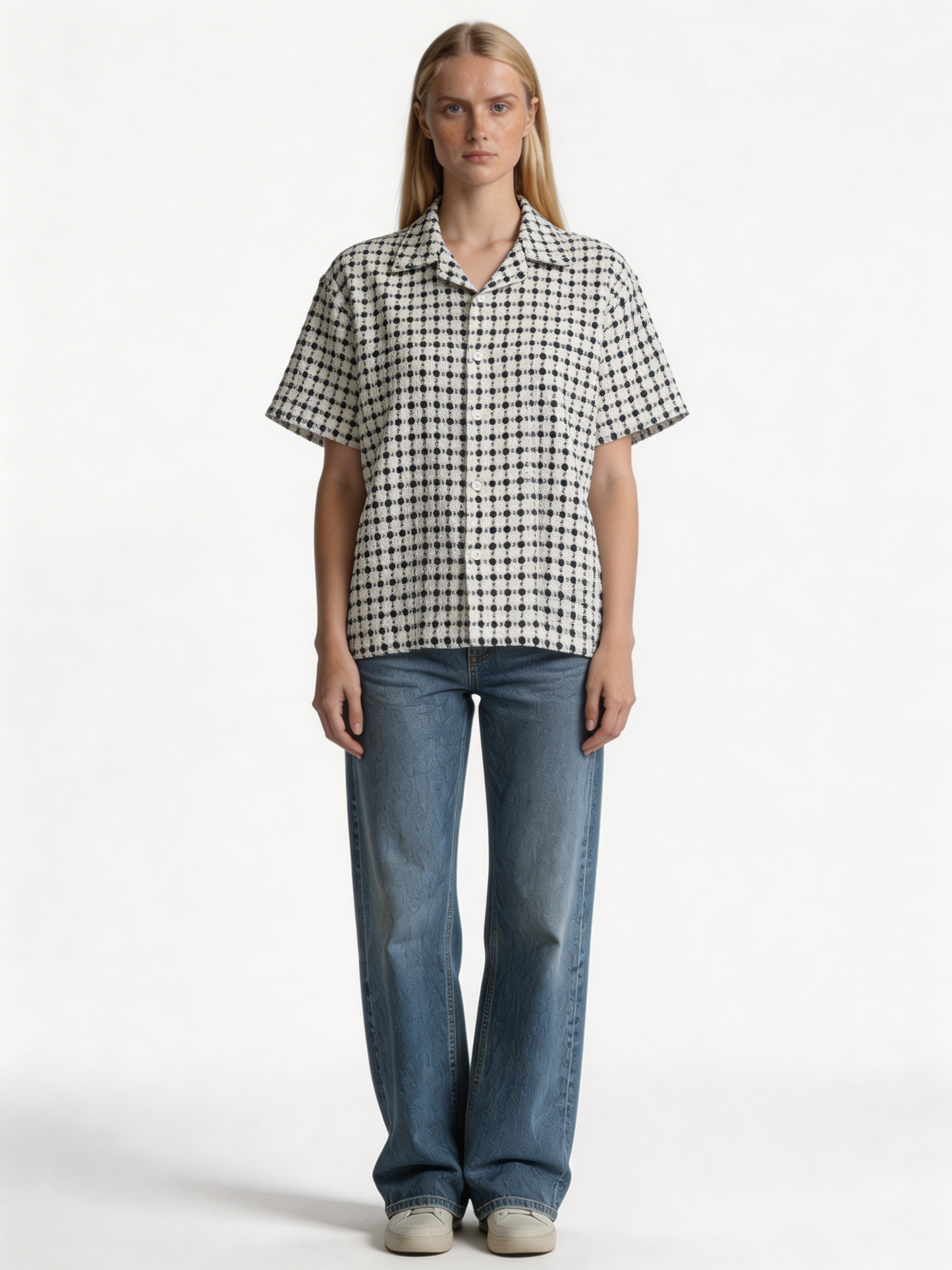 Boxy Geometric Jacquard Bowling Shirt - 1932