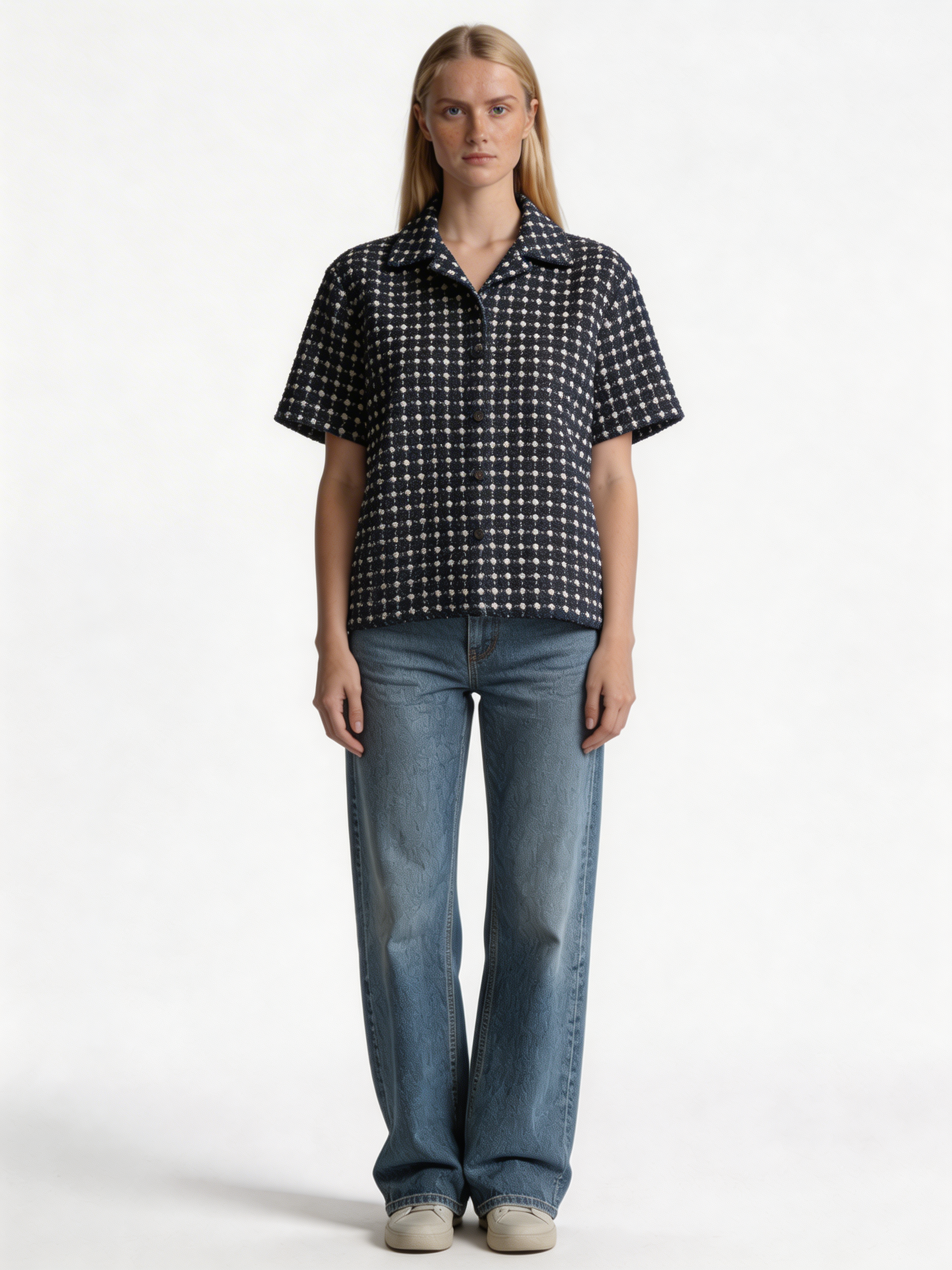 Boxy Geometric Jacquard Bowling Shirt - 1932