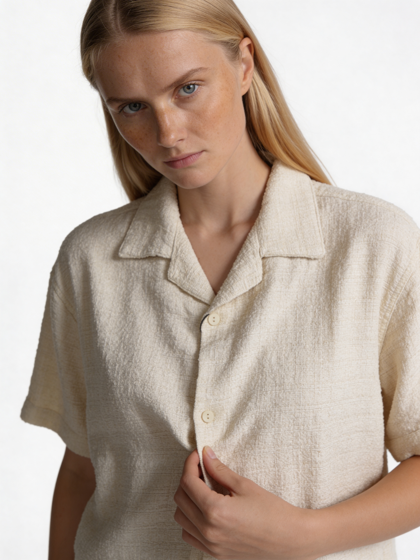 Boxy Textured Seersucker Bowling Shirt - 1932
