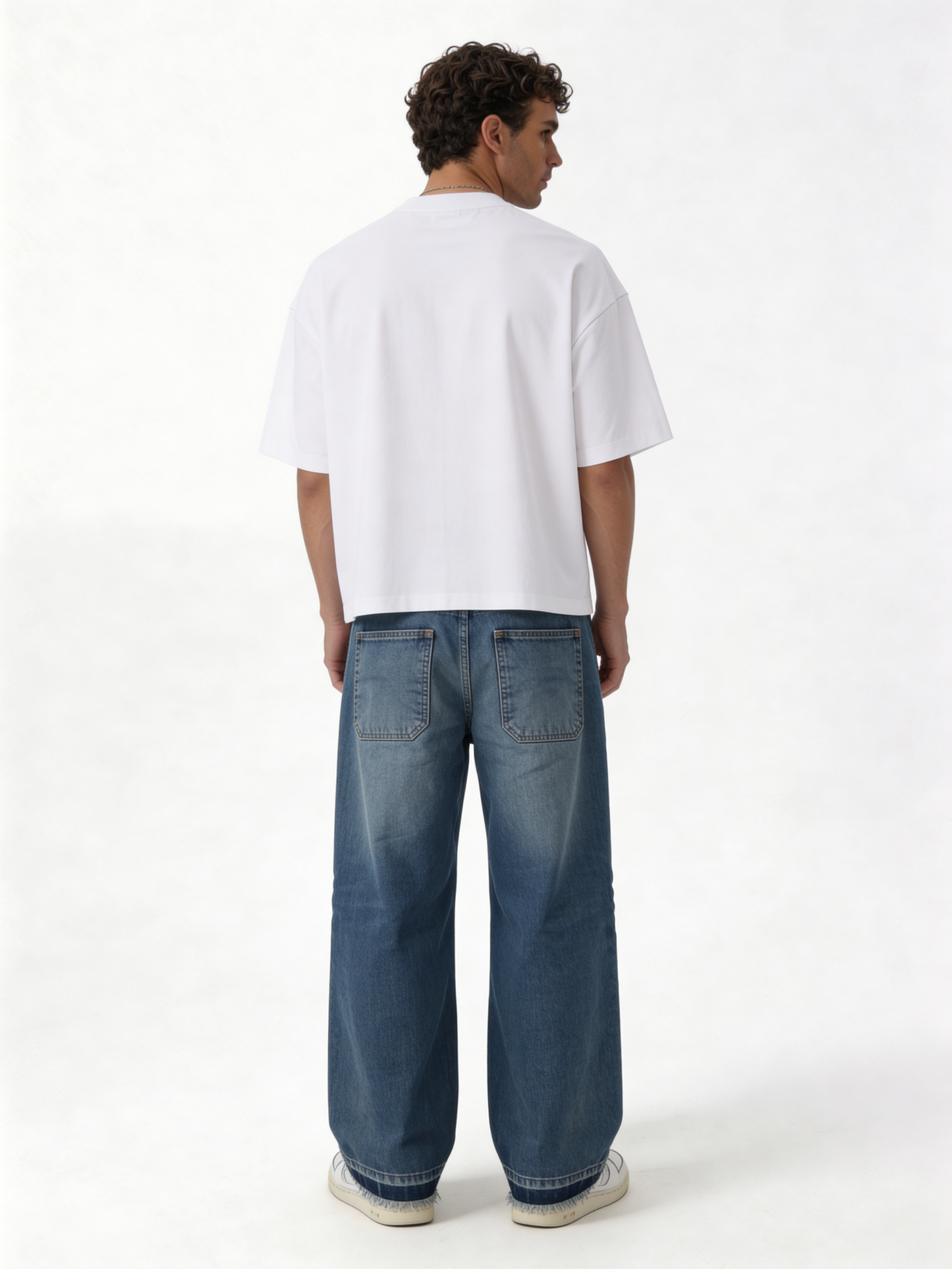 Baggy Panelled Raw-Hem Denim Jeans - cozed