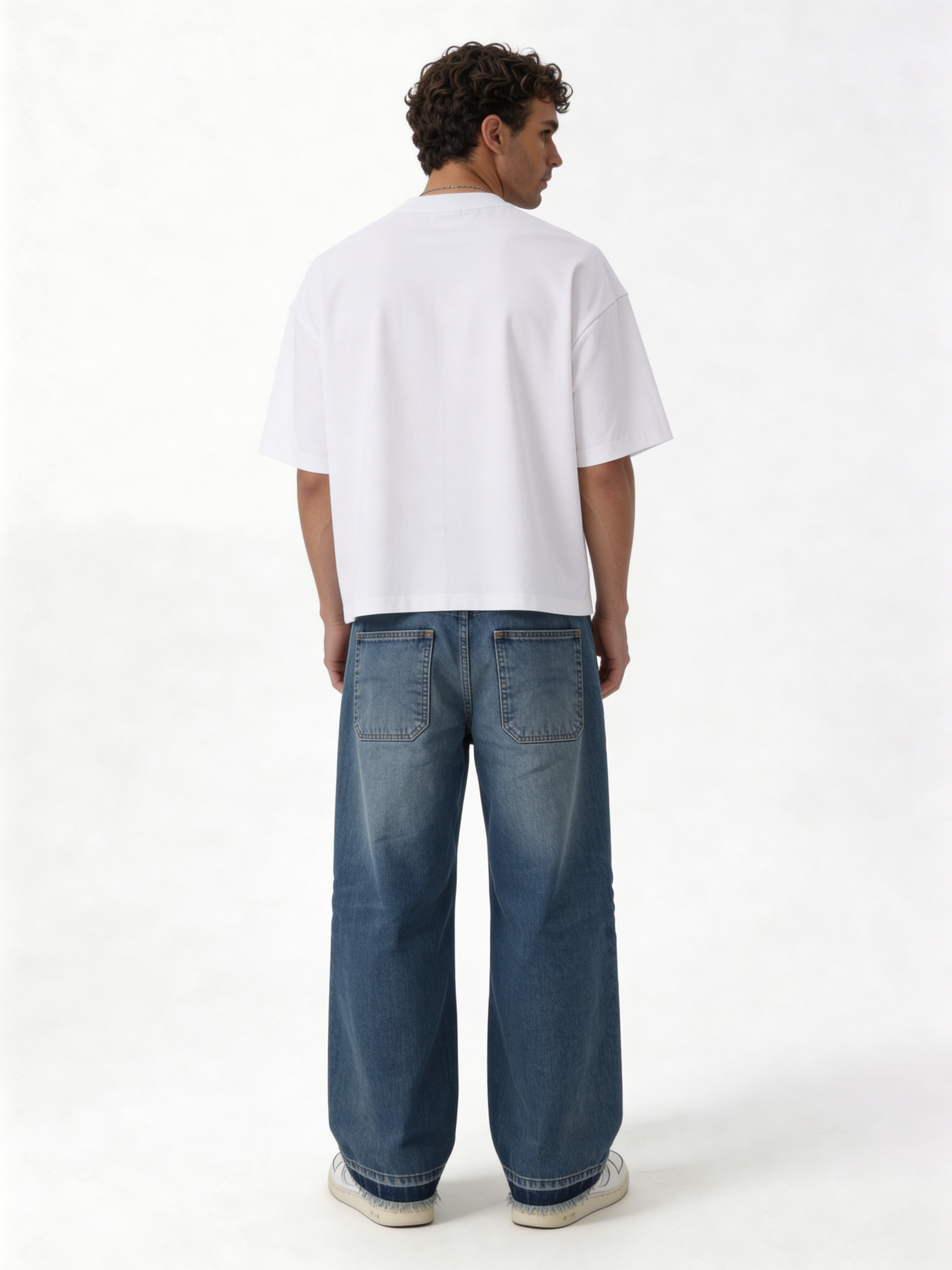 Baggy Panelled Raw-Hem Denim Jeans - cozed