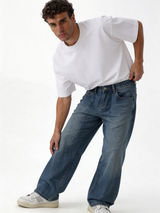 Relaxed Wide-Leg Vintage Wash Denim - jeanetics