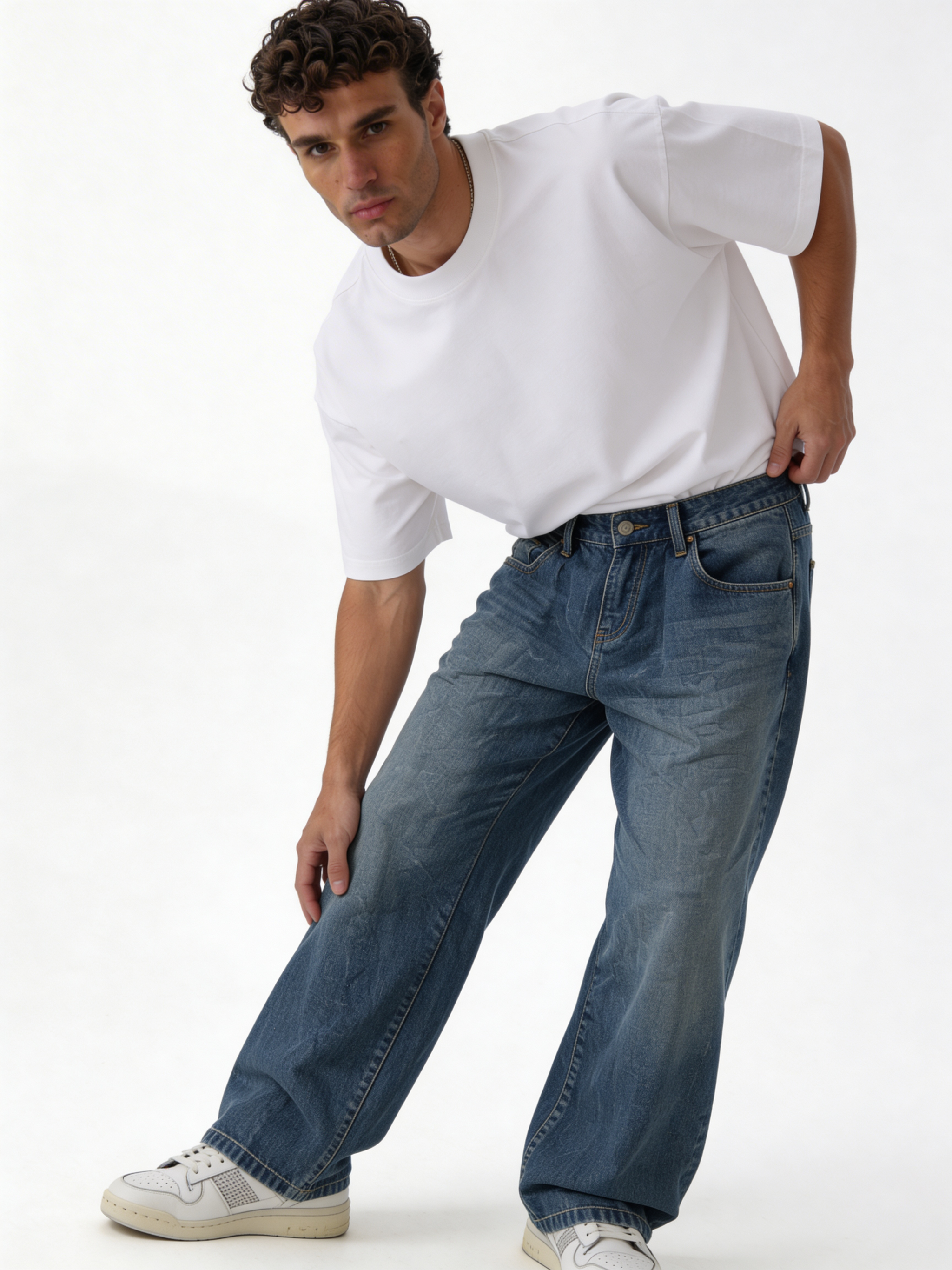 Relaxed Wide-Leg Vintage Wash Denim - jeanetics