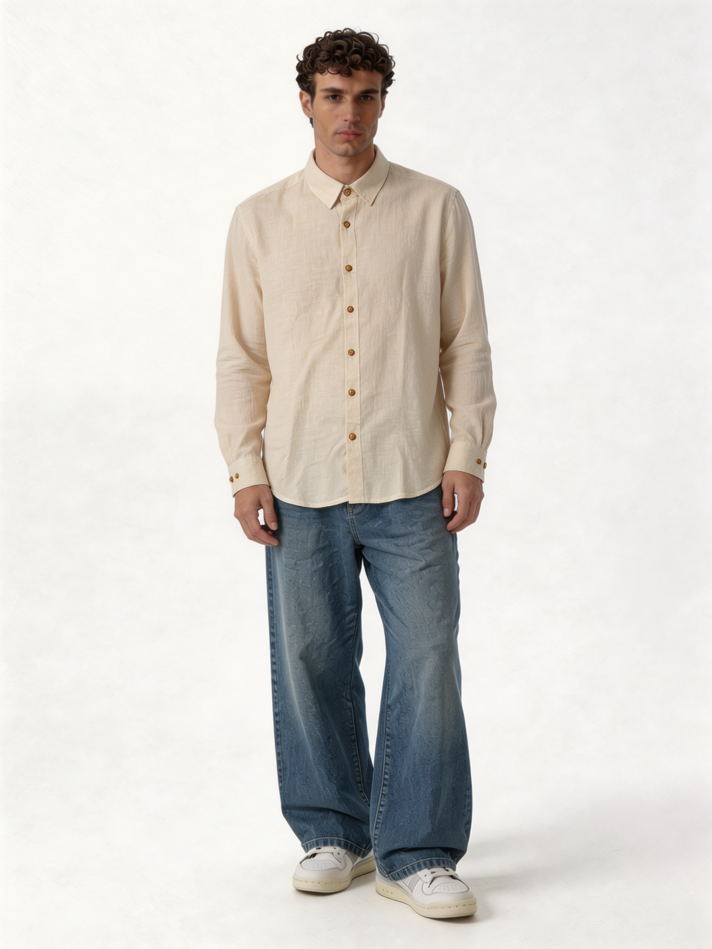 Relaxed-Fit Lightweight Linen Long Sleeve Shirt - lusso