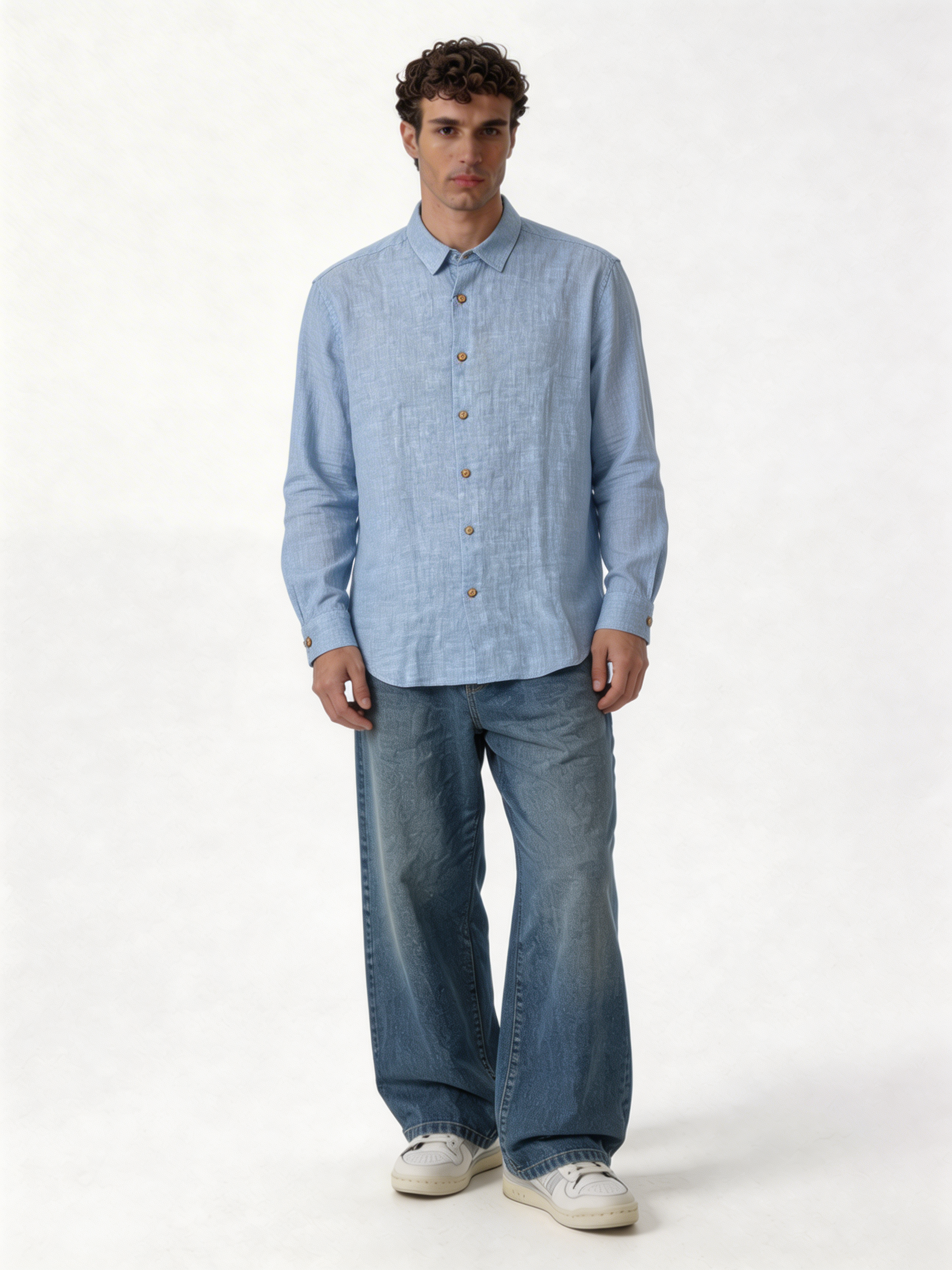 Relaxed-Fit Lightweight Linen Long Sleeve Shirt - lusso