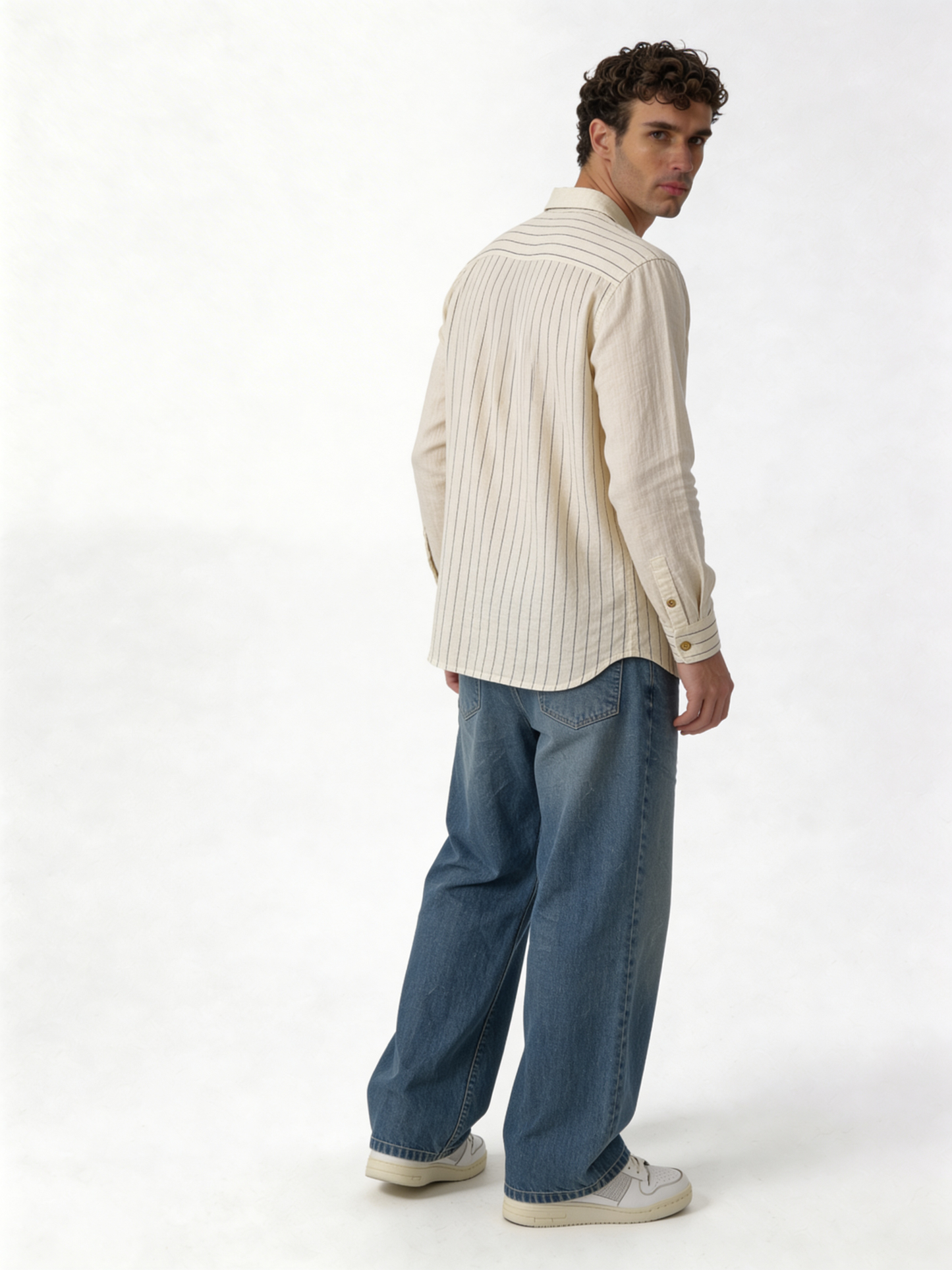Relaxed-Fit Pinstripe Linen-Cotton Long Sleeve Shirt - lusso