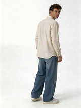 Relaxed-Fit Pinstripe Linen-Cotton Long Sleeve Shirt - lusso