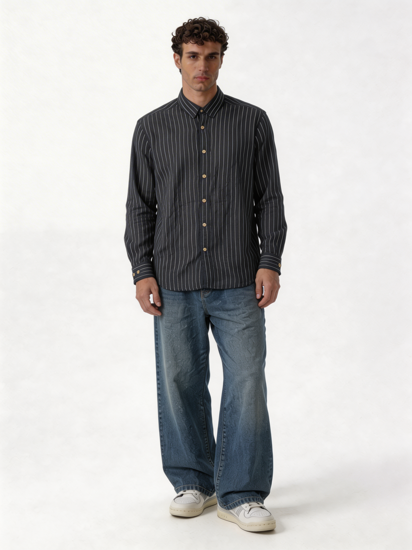 Relaxed-Fit Pinstripe Linen-Cotton Long Sleeve Shirt - lusso