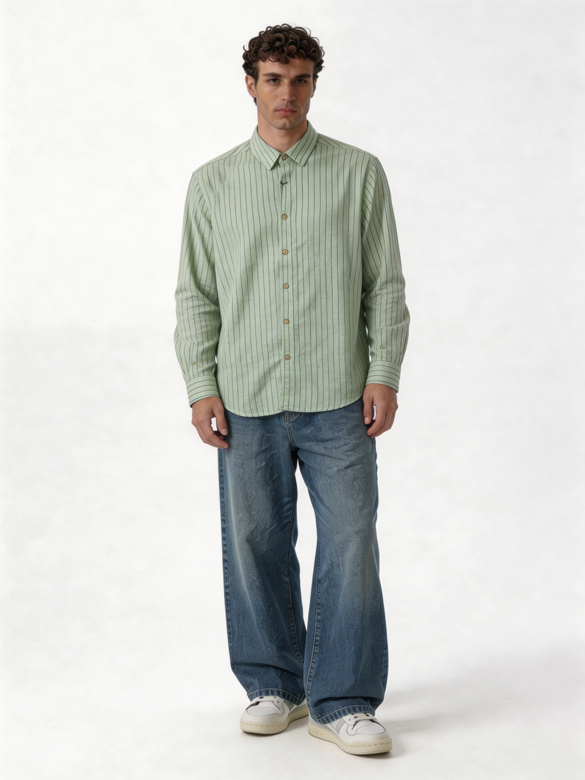Relaxed-Fit Pinstripe Linen-Cotton Long Sleeve Shirt - lusso