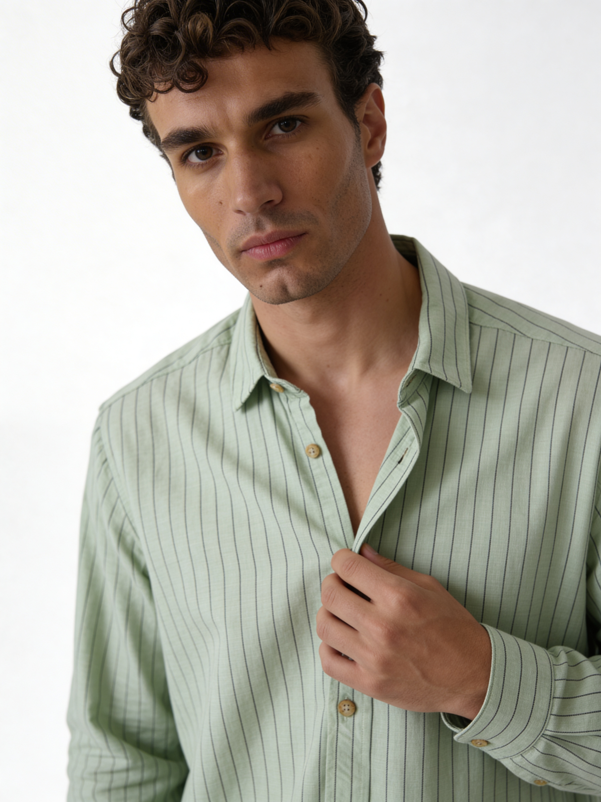 Relaxed-Fit Pinstripe Linen-Cotton Long Sleeve Shirt - lusso