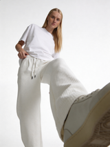 Relaxed Wide-Leg Waffle Knit Sweatpants - unbranded