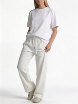 Relaxed Wide-Leg Waffle Knit Sweatpants - unbranded