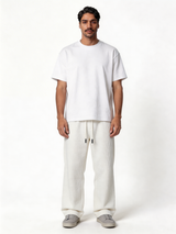 Relaxed Wide-Leg Waffle Knit Sweatpants - unbranded