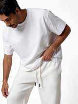 Relaxed Wide-Leg Waffle Knit Sweatpants - unbranded